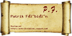 Patrik Fábián névjegykártya